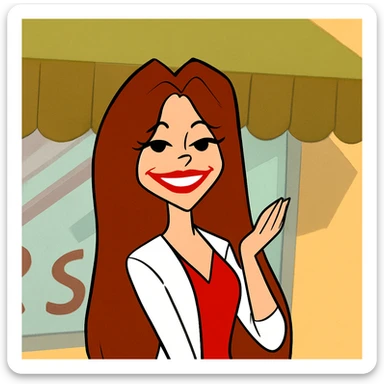 Remove the banana from her hand while keeping the picture quality, style, and the slightly scarier eyes and mouth intact. No other changes. sticker