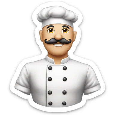 Bald chef moustache tattoos sticker