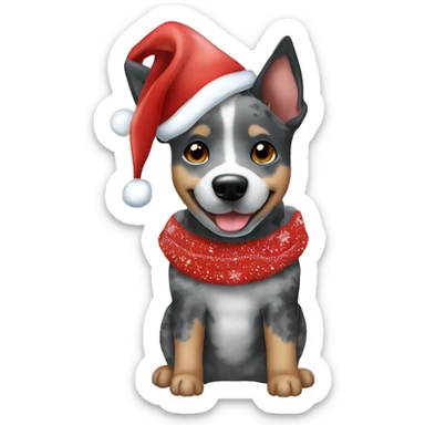 Black and gray blue heeler in Christmas clothing  sticker