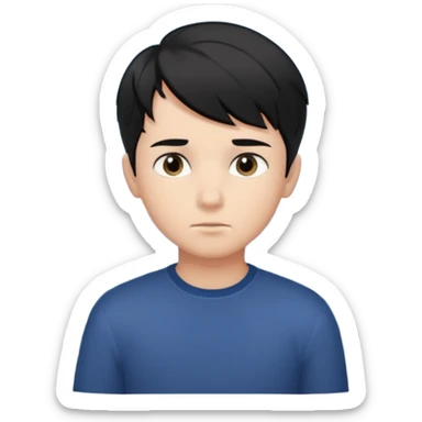 An Emoji of boy with short black hair, who can be described by three words: perfectionist, air, ocean sticker