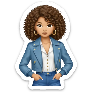 Zendaya with curly hair and stylish outfit sticker