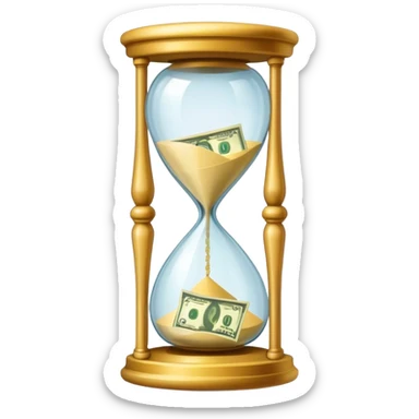 Hourglass with cash sticker