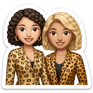 Latina woman and black woman in cheetah print outfit sticker