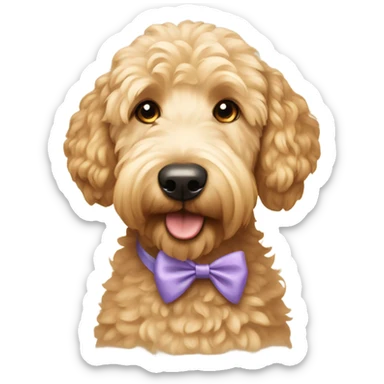 Golden doodle with a bow in her hair sticker