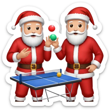 Santa and Rudolph playing pong sticker