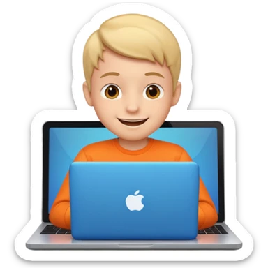 Make in Apple style a boy stay in laptop sticker