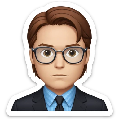 zemo brown hair with glasses, black suit, light blue checkered shirt marvel from captain america: civil war sticker