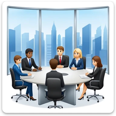 Meeting table with people sitting around it sticker