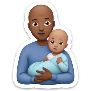 bald guy black man and is holding a baby sticker