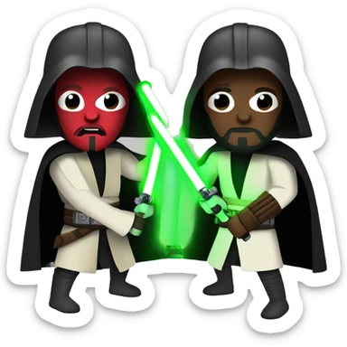 Dark Vador fight Obi-Wan Kenobi green and red lightsabers sticker