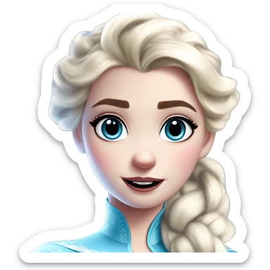 Disney wholesome nerd Elsa in Marvel Avengers style, oil paint, mysterious eyes, intricate lips, masterpiece pose, odd perspective, beautiful, desirable, logical sticker