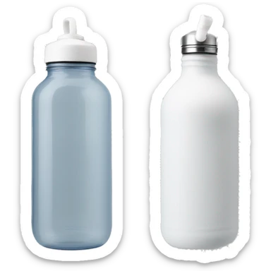  water bottle with a rounded white lid and a flexible white handle strap that arches over the lid for easy carrying” sticker