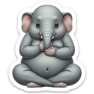 Homunculus Loxodontus (Zhdun), a gray blob-like creature with wrinkled skin, tiny hands folded on lap, patient waiting posture sticker