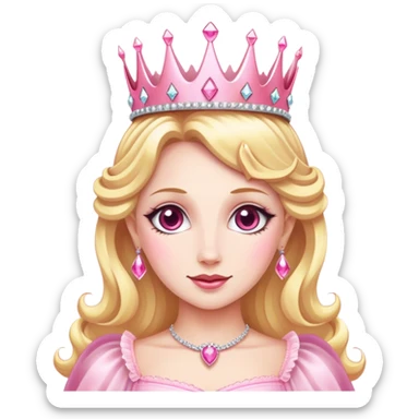 Glinda wearing a pink crown sticker