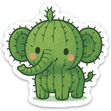 cute and unique design of a cactus elephant with a cactus body sticker