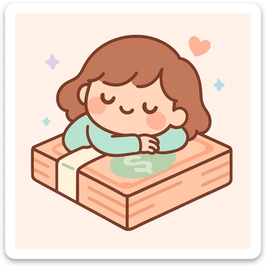 happy person napping on mattress of money sticker