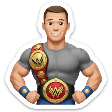 John Cena with wwe championship  sticker