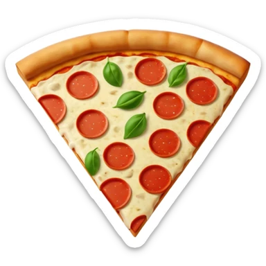 Italian cuisine HUMANLESS avatar in bright emoji-style illustration. Pizza slice or pasta, red green colors, simple shapes, flat design, cheerful and expressive. sticker