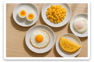 uova cotte in modo diverso in un clima pulito, viste dall'alto sticker