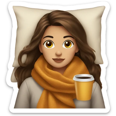 brunette girl autumn blanket and coffee sticker