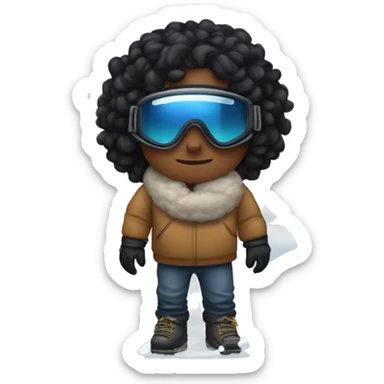 boy with small face tattoos and black wavy hair with ski goggles on top of his head but not covering his eyes , with a snowball in his hand  sticker