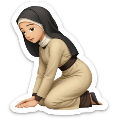 Islamic Woman Kneeling prostrated side view bent forwards sticker