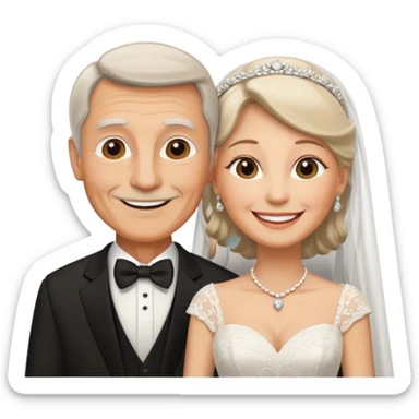 old couple on wedding day sticker