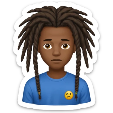 Une homme de 17 ans il a la peau noir foncé , des lèvres pulpeuses et un regard nonchalant. Il a un des locks sticker