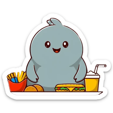 Big back eating ALOT of food sticker