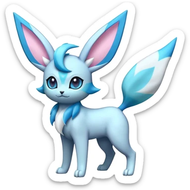 Futuristic Fluffy Celestial Magical Ethereal Fantasy-Glaceon-Espeon-Sylveon-Umbreon-hybrid, full bod sticker