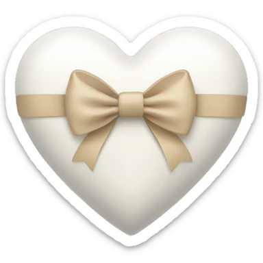 white heart with beige bow sticker