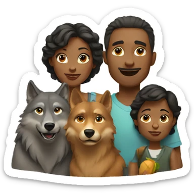 family and wolves sticker