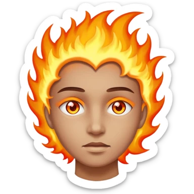 A burning person with fire coming out of where the eyes  sticker