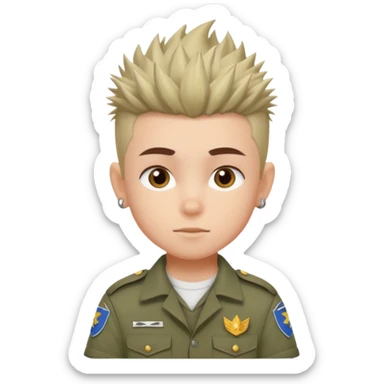 tattoed scout kid, spiky haired with scout uniform sticker
