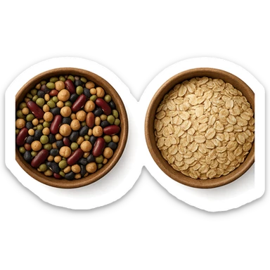 BOWL DI LEGUMI INSIEME A BOWL DI FIOCCHI DI AVENA,  iperrealistico 4k sticker