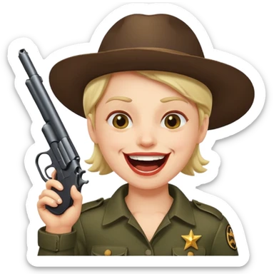Laughing face with gun pointed into the mount sticker