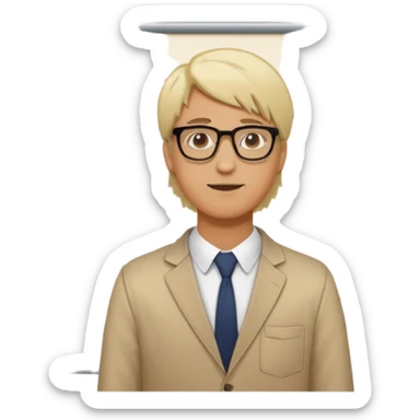 silhouette of a light-haired man standing next to a project board sticker