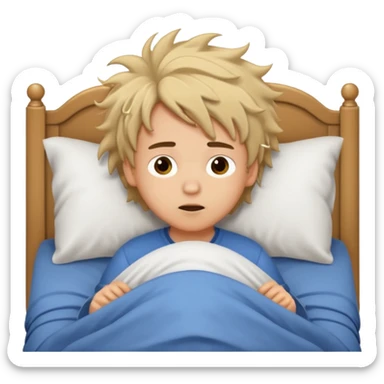 emoji- of a cute boy waking up in bed sticker