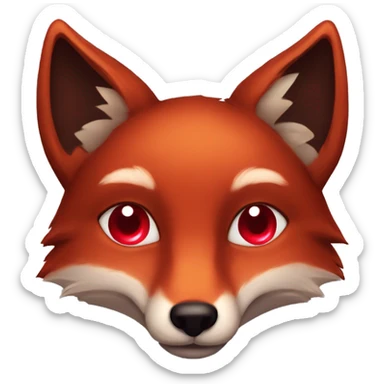 dark red fox face with tiny red heart instead of eyes sticker