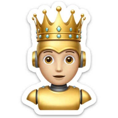 robot wearing a crown sticker