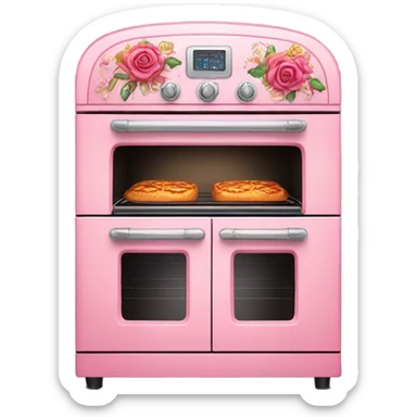 Rose-pink oven with decorated flowers and glitter  sticker