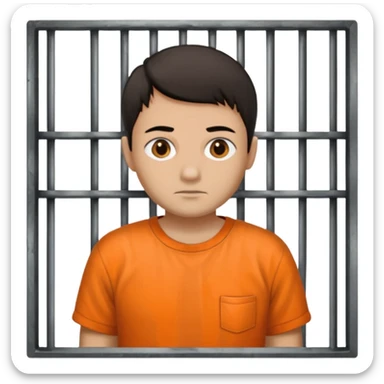 prisoner with orange shirt behind bars sticker