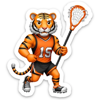 Tiger pkaying Lacroose eating a ram with lacrosse stick  sticker