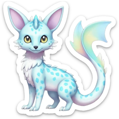 Shiny Pastel White Iridescent Celestial Salandit-Umbreon-Genet-Noivern-Noibat-Serval-Hybrid (Full body) sticker