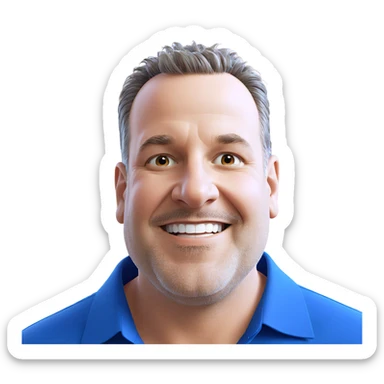 smiling man in blue shirt sticker