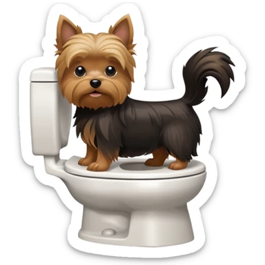 Yorkshire terrier na privada sentado fazer poop sticker