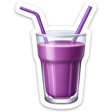 berry smoothie in a glass with straw sticker