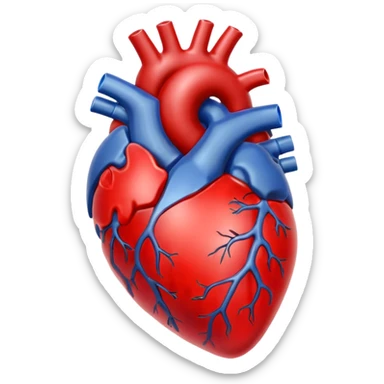 A red 3D glass human heart with a white background. The glass color should also be red and look like a real heart. sticker