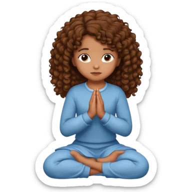 girl praying on knees curls brown sticker