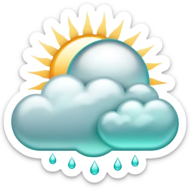 Chromatic sun and cloud, silver and teal sticker